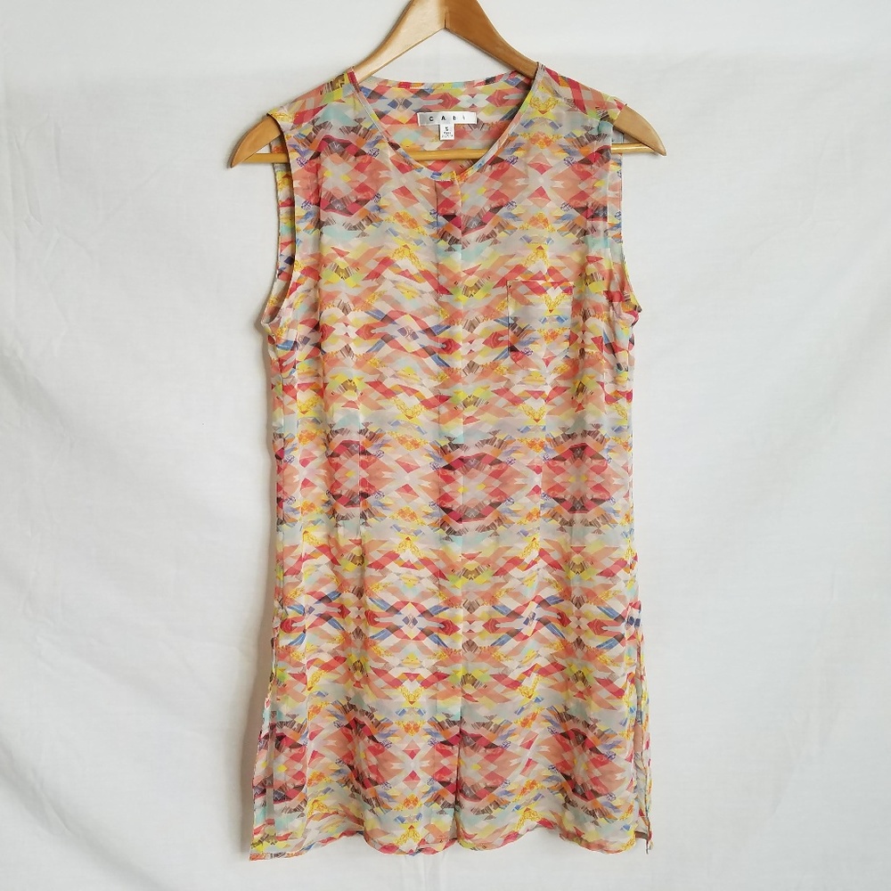 CAbi Womens Size Small‎ Sleeveless Tunic Blouse Top